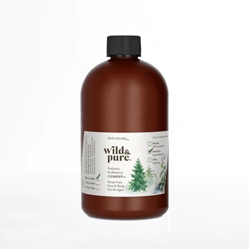 Wild & Pure Sensitive Skin Body Wash Refill (18oz) for Foamers/Spray | Cleanser, Deodorizer, Moisturizer for Face, Hands, Body | pH-Balanced, Microbiome-Friendly | EcoBalance Refillable Skincare by WildPure