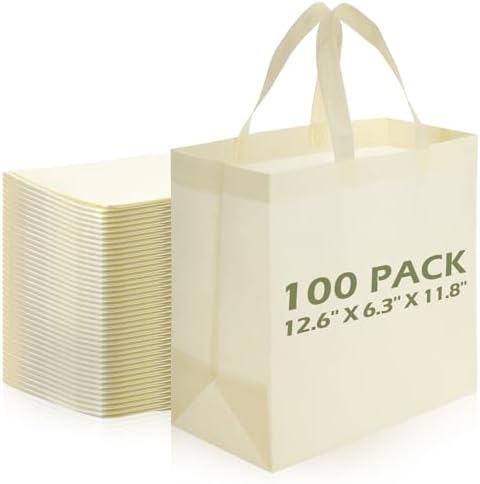 Reginary 100 PCS Non Woven Tote Bags Bulk,Beige by Reginary