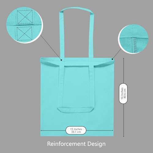 TOPDesign 12-Pack Economical 16"x15" Aqua Blue Cotton Tote Bags, Lightweight Medium Reusable Grocery Shopping Cloth Bags, Suitable for DIY, Advertising, Promotion, Gift, Activity - Image 4