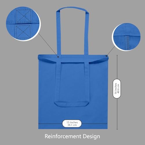 TOPDesign 12-Pack Economical 16"x15" Ocean Blue Cotton Tote Bags, Lightweight Medium Reusable Grocery Shopping Cloth Bags, Suitable for DIY, Advertising, Promotion, Gift, Activity - Image 3