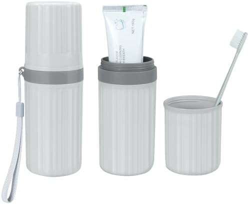 Mulbozy Travel Toothbrush Holder, Large Travel Toothbrush Cup Case, Portable Travel Toothbrush Toothpaste Makeup Storage for Business Trip Camping School - Gray by Mulbozy