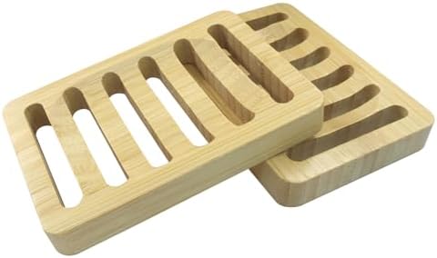 3 Pcs Bamboo Soap Dish, Natural Color - Image 4