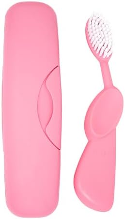 RADIUS Toothbrush Original Big Brush, BPA Free ADA Accepted - Left Hand - Pink Brush with Pink Case by RADIUSCorporation