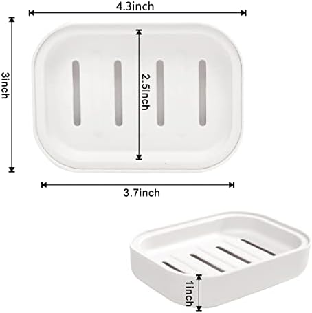 4 Pack Plastic Soap Dish, Soap Container, Double Layer Draining Soap Holder for Shower, Bathroom or Kitchen, C-0060 - Image 2