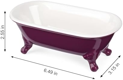 6.5" Mini Clawfoot Bathtub Soap Dish,Bar Soap Holder,Burgundy - Image 4