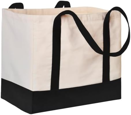 Large Canvas Tote Bag for Women, Shopping Bags for Groceries with Pockets by CNaiyunpin