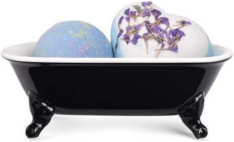 6.5" Ceramic Mini Clawfoot Bathtub Soap Dish,Bar Soap Holder,Black - Image 3