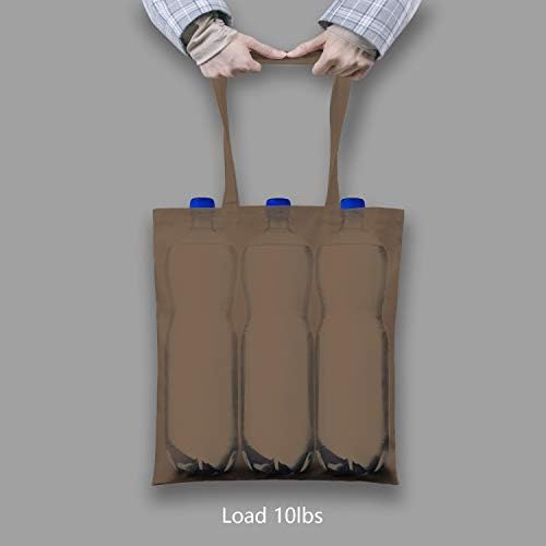 TOPDesign 12-Pack Economical 16"x15" Brown Cotton Tote Bag, Lightweight Medium Reusable Grocery Shopping Cloth Bags, Suitable for DIY, Advertising, Promotion, Gift, Activity - Image 2