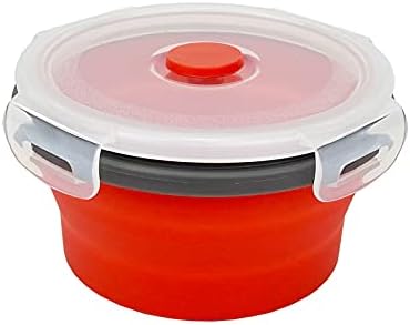 CCyanzi 3piece Round Collapsible Bowl with Lids, Silicone Food Storage Containers, Microwave & Freezer Safe, Space Saving for Kitchen Cabinet and Camping Backpack,(Red Gray) - Image 4