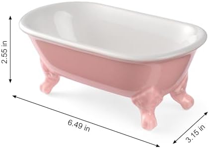 6.5" Ceramic Mini Clawfoot Bathtub Soap Dish,Bar Soap Holder,Rose - Image 5