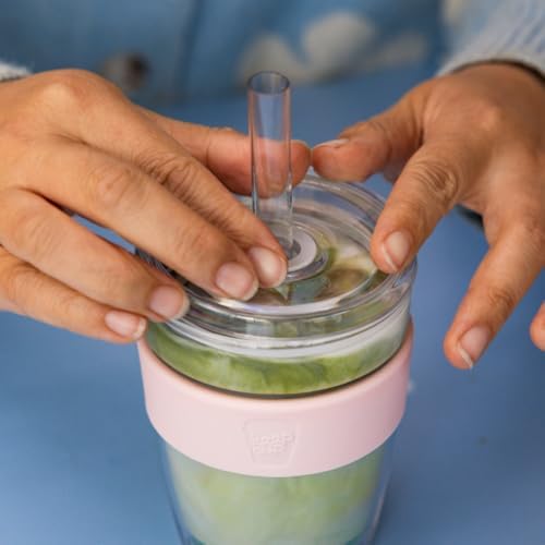 KeepCup Cold Cup - Longplay Double wall Glass Ice Coffee Tumbler with Lid and Straw - 16oz (454ml) - Chalk - Image 2