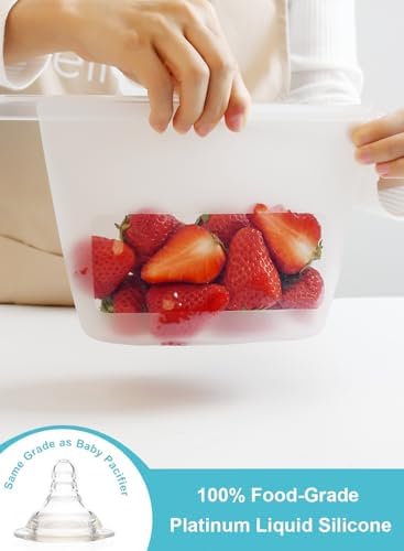 Reusable Silicone Food Storage Bags (Set of 4), Dishwasher Oven Microwave Freezer Safe, Eco-Friendly 100% Platinum, Leakproof Sous Vide Bags, Premium Lunch Containers, 2 Snack 2 Sandwich, Mixed - Image 2