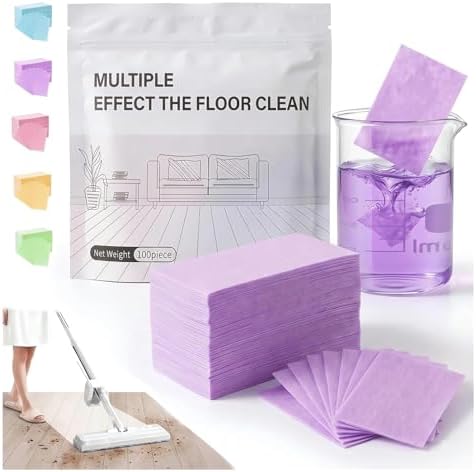 100pcs Multi Surface Effect Floor Clean Tablets All Purpose Natural Wood Floor Cleaner Mopping Tile Cleaning Solution Pet Safe Friendly Non Toxic Robot Vacuum Scented Power Mop Soap (Purple, 300PCS) by Vdhwter