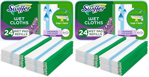 Swiffer Sweeper Wet Mopping Cloths with Febreze Freshness, Lavender Vanilla & Comfort, 24 Count (Pack of 2) by Swiffer