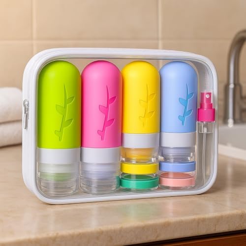 Tocelffe TSA Approved Travel Bottles Set – 18 Piece Leak-Proof Silicone Toiletry Kit with Clear Bag, Refillable Bottles, Jars, Spray Bottle & Accessories for Shampoo, Lotion and Body Wash - Image 5