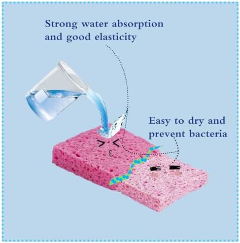 12 Pack Cellulose Kitchen Sponge,Non-Scratch Natural Clean Sponge - Image 3