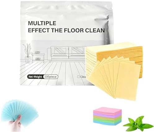 Floor Cleaning Tablets Multi-surface Cleaner, 100-Piece Floor Cleaning Solution Tablets, Water-Soluble Floorcleaning Sheets for Hardwood Laminate Tile & Rv Walls Deodorization (Yellow) by Unknown