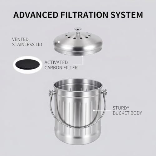 1.3 Gal Kitchen Countertop Compost Bin Countertop Composter - Image 2