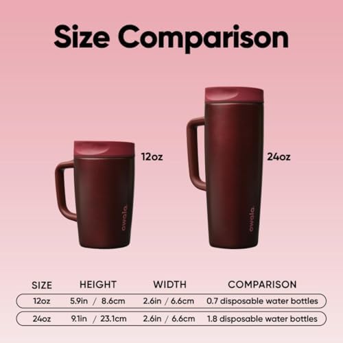 Owala SmoothSip Slider Stainless Steel Insulated Travel Mug with Handle, 100% Leak Proof, For Hot and Cold Drinks, Travel Friendly with Sliding Lock Lid, BPA Free, 24 oz, Black Cherry - Image 7