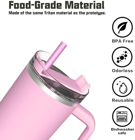 Replacement Straw Compatible with Stanley 40 oz 30 oz Cup Tumbler, 6 Pack Reusable Straw with Cleaning Brush, Plastic, Color, Dishwasher Safe - Image 4
