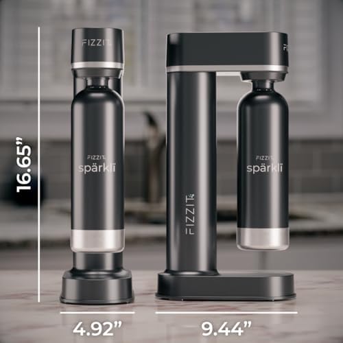FIZZIT Sparkli Sparkling Water Maker with 1L Stainless Steel Bottle, Black - Image 4