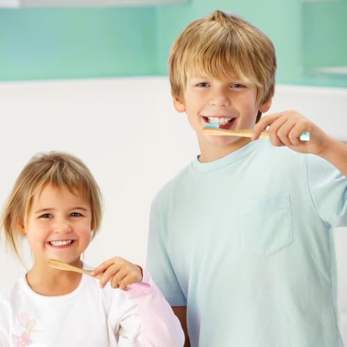 Isshah Biodegradable Bamboo Kids Toothbrush - Spiral Soft Bristles - 6 Pack - Image 4
