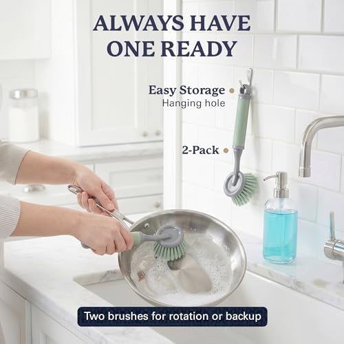 Farberware Dish Brush with Handle, 2 Pack, Firm Bristles - Image 6