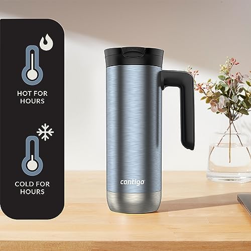 Contigo Superior 2.0 Stainless Steel Travel Mug with Handle Leak-Proof Lid Double-Wall Insulation for Hot & Cold Beverages, 20oz ,Dark Ice, Ideal for Commuting and Travel - Image 3