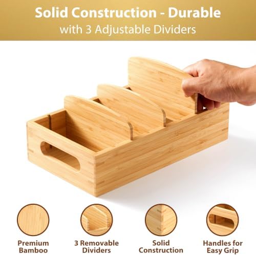 Umilife Small Bamboo Seasoning Packet & Tumbler Lid Organizer in Cabinet - Image 5