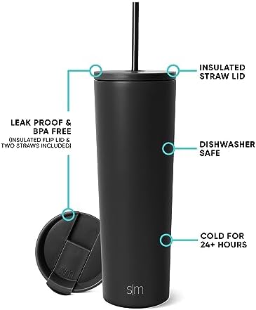 Simple Modern Iced Coffee Tumbler, Insulated | 28oz | Black - Image 2