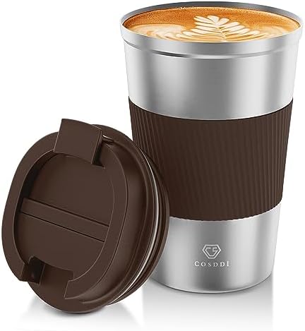 CS COSDDI 12 oz Coffee mug - Stainless Steel Coffee Cup with Leakproof Lid by CSCOSSDI