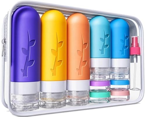 Aeomni 19pack TSA Approved Travel Bottles for Toiletries - Silicone travel size Containers, Leak Proof Size Toiletries, Refillable Shampoo and Conditioner Bottles, Travel Essentials by Aeomni