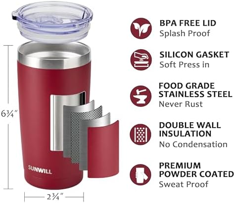 SUNWILL Coffee Tumbler, 20 oz Insulated Travel Mug Stainless Steel - Image 2