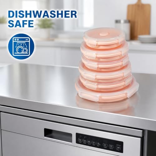 Plus 6PCS Foldable Silicone Food Storage Containers for Kitchen Storage for Leftovers Fruits and Meal Prep Dishwasher Safe Microwave Safe Ideal for Home and Travel (Pink, round) - Image 3