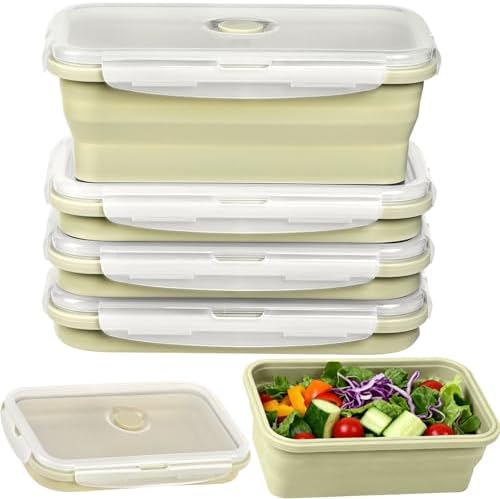Collapsible Food Storage Containers with Airtight Lid 40.5oz 4 Pack by CUISITOOL