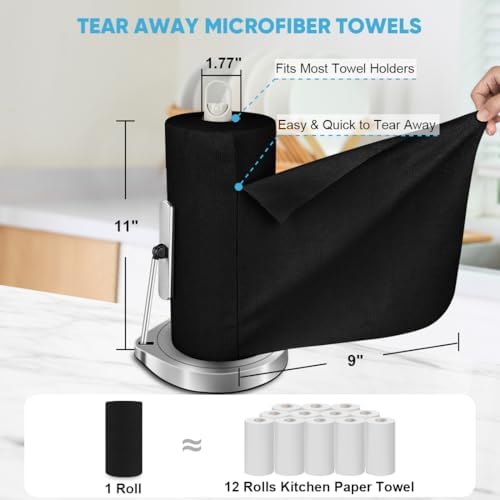 AIDEA Microfiber Cleaning Cloth Roll 55 Sheets, Cleaning Rags Black 11×9" - Image 2