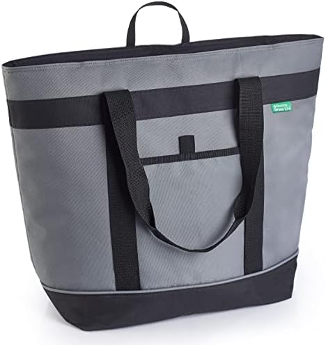 Jumbo Insulated Cooler Bag (Gray) with HD Thermal Insulation - Premium, Collapsible Soft Cooler Makes a Perfect Insulated Grocery Bag, Food Delivery Bag, Travel Insulated Bag, or Beach Cooler Bags by CreativeGreenLife