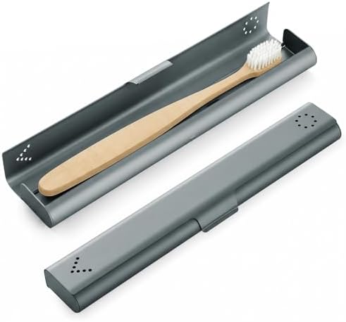 Toothbrush Travel Case Aluminum, Portable Toothbrush Holders Travel, Manual Toothbrush Case Container for Traveling, Bathroom, Camping, Business Trip-1Pack Gray by Unknown