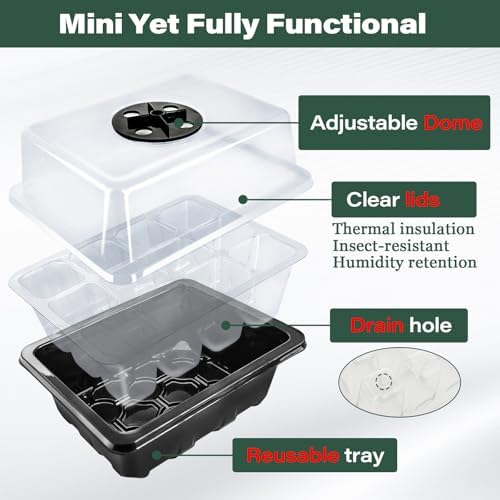 ZeeDix 6 Set Seed Starter Tray Kits with 90 Pack Coco Coir Pellets - Image 2
