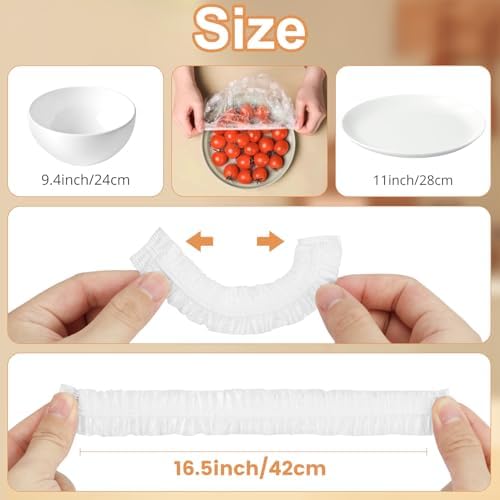 Homelove 100pcs Plastic Bowl Covers Food Cover Dish Covers, Reusable Elastic Stretch Fresh Keeping Bags, Kitchen Dining Plate Bread Proofing Food Storage Covers, Plastic Wrap (Boxed) - Image 5