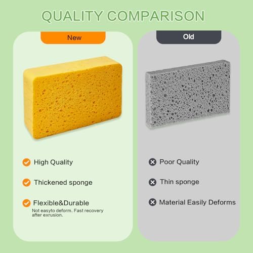 10-Count Kitchen Sponges, Compostable Thicker Pop-Up Sponges - Expanding, Non-Scratch, Plant-Based Dish Cellulose Sponges Car Wash Sponges (5 x 3.5 x 1.2 inches), Yellow - Image 4