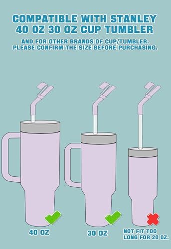 Doboli 6 Pack Reusable Drinking Long Straws with Silicone Tips,Compatible with Stanley 40 oz 30 oz Cup Tumbler,6 Clear Plastic Straws, 6 Silicone Tips, 2 Straw Cleaning Brush - Image 5