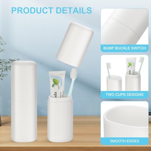 Travel Toothbrush and Toothpaste Case,Portable White Tooth Brush Holder,Large Toothbrush Container with Mouthwash Cup,2 in 1 Toothbrush Organizer for Traveling,Camping,School,Home -2PCS - Image 5