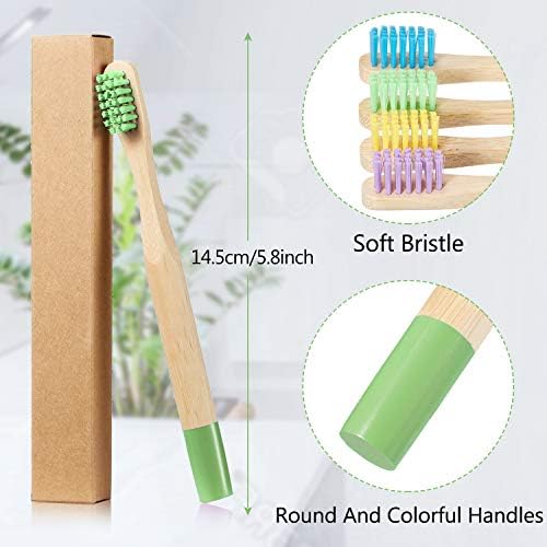 Boao 10 Pieces Kids Bamboo Toothbrush Natural Soft Bristle Wooden Toothbrush Toddlers Adults Natural Wood Organic Tooth Brush BPA-Free Color Travel - Image 2