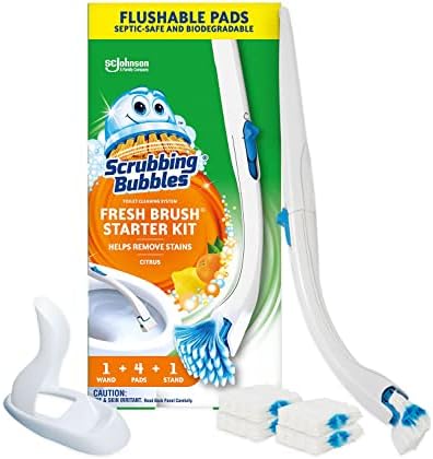 Scrubbing Bubbles Fresh Brush Toilet Bowl Cleaner Kit with Flushable Pads by ScrubbingBubbles