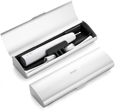 Aluminum Electric Toothbrush Travel Case, 2 in 1 Travel Toothbrush Holder for Oral B/Oral-B Pro 1000 1500 5000 and Most Electric Toothbrush for Traveling, Removable Silicone Liner-Silver by Oralphi