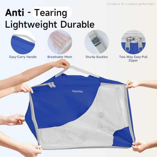 OlarHike Packing Cubes for Travel,Gifts for Women Mom,Anti-Tearing Suitcase Organizer for Luggage with Shoe & Hanging Toiletry Bag,Vacation Essentials & Accessories for Cruise Ship,9 Set,Klein Blue - Image 4