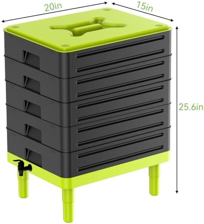 5-Tray Worm Composter,100L WormCompost Bin for Vermicomposting Starter, Indoor & Outdoor Worms Farm Composting Bin, Worm Compost Bin for Recycling Food Waste (Black) - Image 4