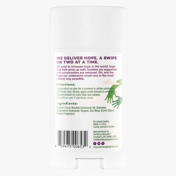 Stinkbug Naturals Organic Aluminum Free Deodorant Stick with Fig + Green Tea, Coconut Oil, Paraben Free, Sensitive Skin Deodorant, 2.1 Ounce Pack of 1