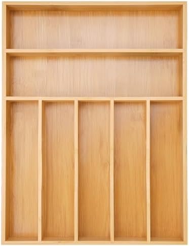 Besilord Silverware Organizer Kitchen Drawer Organizer Utensil Organizer Bamboo Silverware Holder Cutlery Organizer in Drawer Flatware Organizer Tray(7 slots, Natural by Besilord